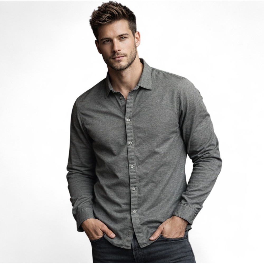 Lululemon Commission Shirt Mens 2XL Gray Long Sleeve Performance Stretch‎